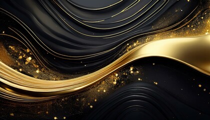 Wall Mural - elegant black and gold abstract background with sparkling texture luxury design