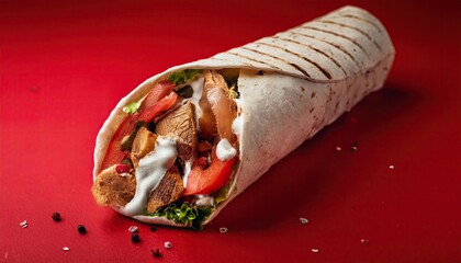 Poster - Appetizing doner on a red background