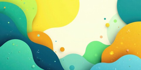 Poster - Abstract Colorful Wave Design with Bright Hues and Floating Spheres