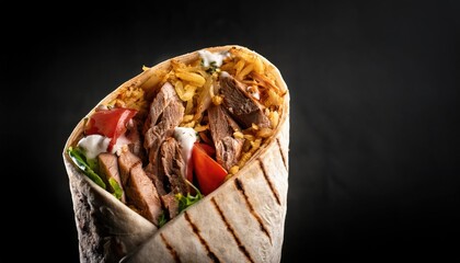 Poster - Appetizing doner on a black background