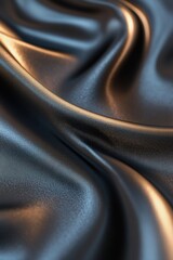 Wall Mural - A mysterious wave of black silk flows in a dreamlike manner, softly illuminated by ambient light that enhances its luxurious texture. The scene evokes a high-end aesthetic feel