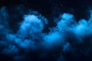 Wall Mural - Blue smoke night sky starscape, cosmic background