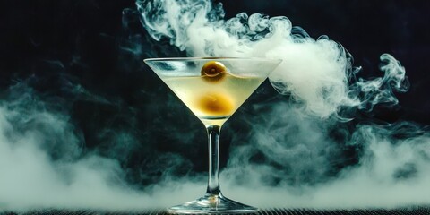 Wall Mural - Martini glass with smoke coming out of it