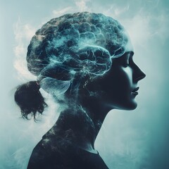 Aufkleber - Ethereal Concept of Mind and Creativity with Abstract Brain Imagery