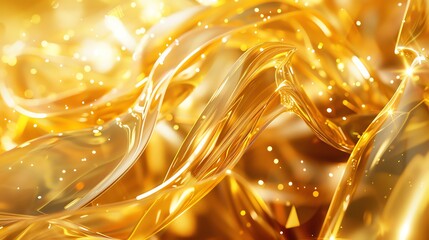 Wall Mural - golden abstract background with smooth gradient and glitter particles.