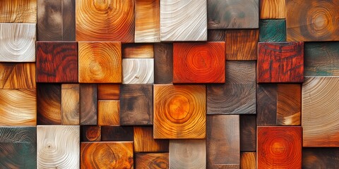 Aufkleber - abstract artwork showcasing wood textures with a focus on the intricate patterns and tactile qualities of different woods, using a harmonious color palette to produce a v
