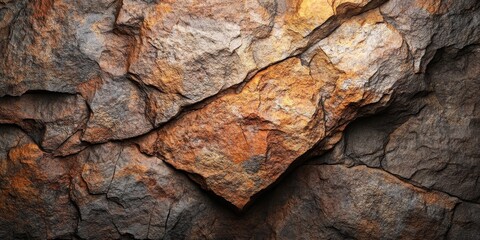 Aufkleber - abstract visual with stone textures that highlight the interplay of light and shadow on rugged surfaces, creating a rich and immersive background with a touch of natural