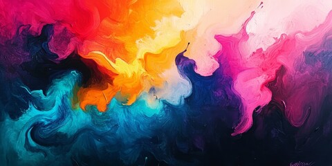 Wall Mural - abstract artwork showcasing vibrant gradients with a focus on the dramatic and bold blending of colo