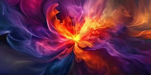 Wall Mural - visually striking abstract design using vibrant gradients, emphasizing the intense and captivating b