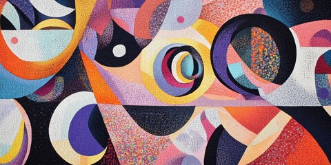 Leinwandbilder - abstract artwork with intricate geometric patterns that intertwine and evolve into complex shapes, featuring a vibrant color palette that shifts and flows seamlessly acro