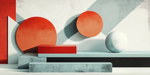 Leinwandbilder - abstract image using simple geometric shapes to form a balanced and harmonious composition, focusing on the interaction of basic forms and clean lines to produce a visual