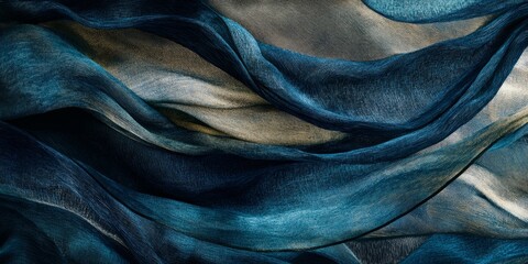 Poster - abstract scene where fabric textures create a layered and dynamic background, incorporating elements such as woven patterns and silky surfaces to evoke a sense of depth a