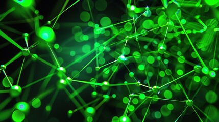 Wall Mural - glowing green neural network. artificial intelligence. 3d rendering.