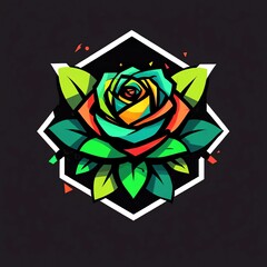 Sticker - Vibrant Rainbow Rose: A Bold Graphic Design