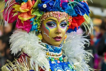 Wall Mural - Carnival Queen: Portrait of a Festive Spirit