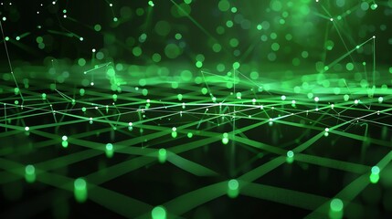 Wall Mural - elegant green glowing plexus background with lines and dots. 3d rendering.