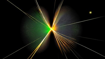 Wall Mural - green and orange radial light rays on dark background