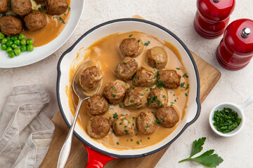 Wall Mural - chicken meatballs with creamy sauce