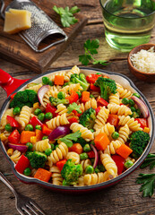 Wall Mural - fusilli pasta with vegetables