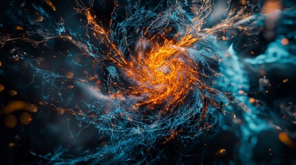 Aufkleber - Dynamic motion pattern of energy swirling abstract space digital art cosmic environment close-up view conceptual design