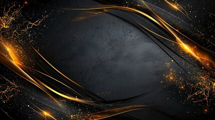 Fototapete - Golden and black diagonal light lines in layers abstract art digital design modern aesthetics creative inspiration
