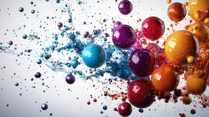 Leinwandbilder - Dynamic colorful orbs splashing in vivid chaos abstract art scene digital display vibrant environment close-up view