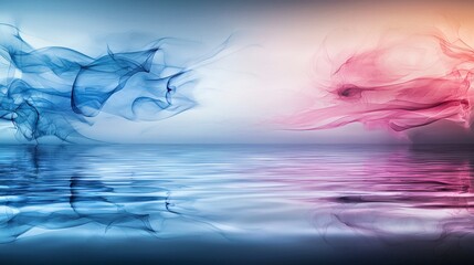 Poster - Blending blue and pink misty colors tranquil water surface abstract art calm environment serene viewpoint