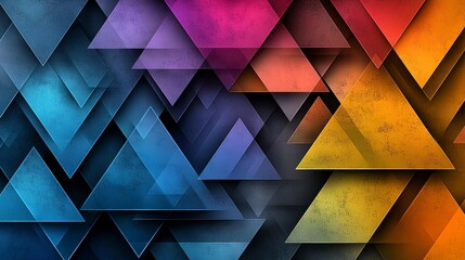 Fototapete - Layered triangular shapes in vibrant colors abstract art digital design modern environment artistic perspective