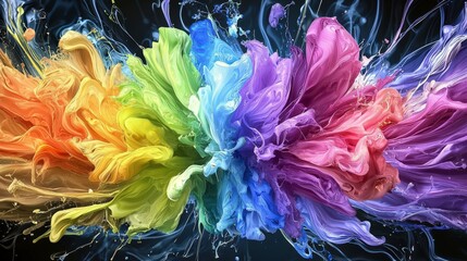 Fototapete - Vibrant color explosion of rainbow hues in abstract art digital artwork dynamic environment close-up view