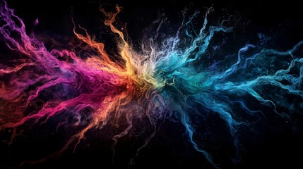 Poster - Vivid glowing colors exploding an abstract digital creation of dynamic color spectrum and artistic environment