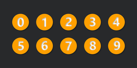 Set of vector icons of round numbers 0-9