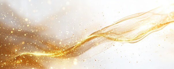 Wall Mural - Abstract Golden Light Effect Background with Shining Particles and Flowing Wave for Glamorous Design Themes and Creative Projects