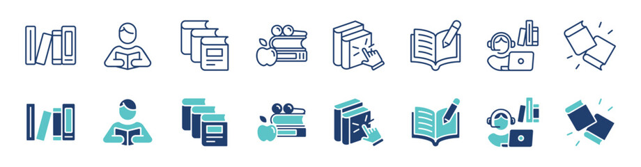 Aufkleber - simple library book icon line set education digital learning online library signs vector illustration for web and app