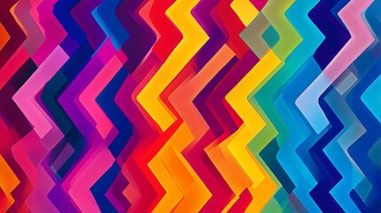 Abstract geometric pattern with vibrant zigzag lines in rainbow colors background