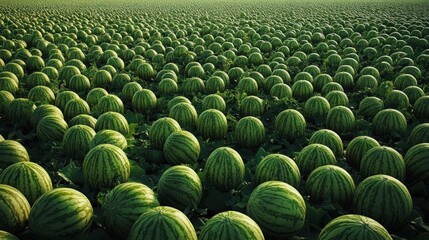 Poster - Endless Watermelon Field: A Summer Harvest Panorama