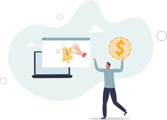 Wall Mural - Subscription business model, customer subscribe online service and pay recurring price, membership payment to use software on content concept.flat character life .