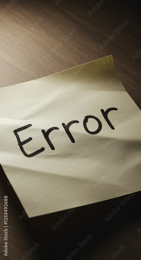 Error Message: Paper Note on Wood Grain Texture. Reminder, Notification ...