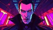 © cynz - Vampire in Cartoon style, set in a Space station, Futuristic mood, Bioluminescent lighting, hyper-detailed, vibrant colors