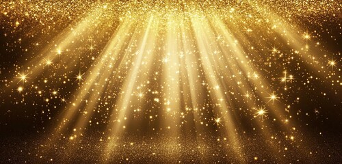 Background of golden and shiny lights with bokeh glitters