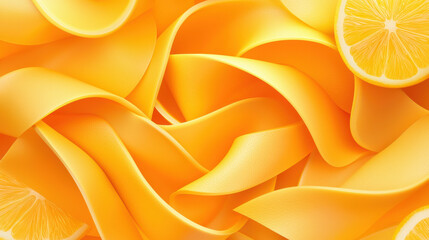 Leinwandbilder - Bright yellow abstract background with flowing ribbon like textures resembling lemon slices, creating vibrant and fresh visual effect