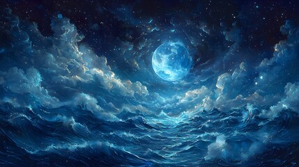 Aufkleber - Artemis depicted in Fantasy illustration set in Deep ocean evoking a Regal mood illuminated by Moonlit with a Action shot hyper-detailed vibrant colors intricate details