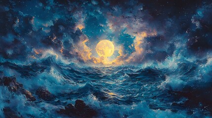 Aufkleber - Artemis depicted in Fantasy illustration set in Deep ocean evoking a Regal mood illuminated by Moonlit with a Action shot hyper-detailed vibrant colors intricate details