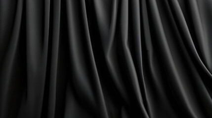 Fototapete - Elegant black fabric with soft folds and smooth texture, creating luxurious and sophisticated appearance. draped material exudes sense of refinement and timeless style