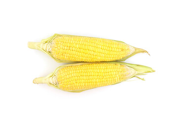 Poster - Single ear of corn isolated on white background as package design element.and make clipping path