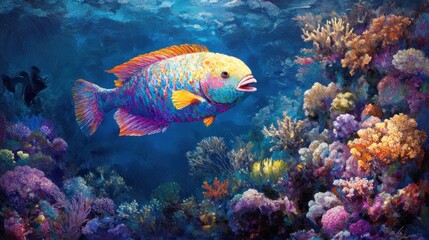 Wall Mural - Vibrant Reef Paradise: A Colorful Underwater Scene