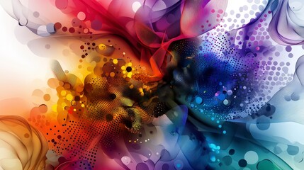 Fototapete - Dynamic colorful dot patterns in abstract art digital creation vibrant environment unique perspective visual concept