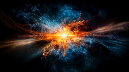 Aufkleber - Radiant light convergence cosmic explosion digital art abstract universe dynamic perspective energy concept