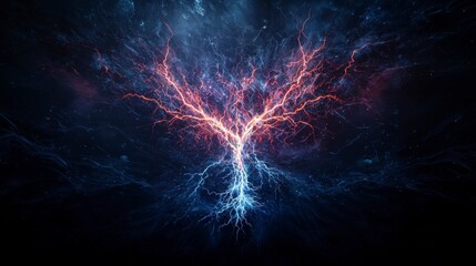 Aufkleber - Shapes twisting and shooting upward like a bolt of lightning cosmic event digital art dark environment abstract viewpoint