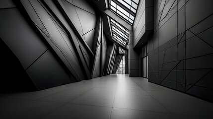 Aufkleber - Dynamic architectural lines in urban interiors contemporary design captured with wide-angle photography