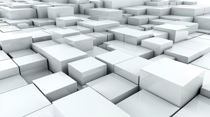 Leinwandbilder - Fluid synchronization of stacked squares in digital art virtual space 3d animation abstract environment aerial view